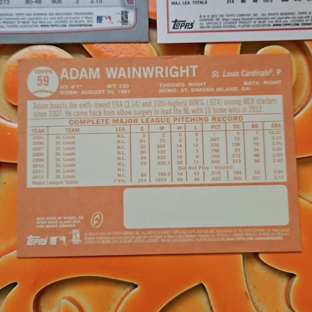 Topps Adam Wainwright Saint Louis Cardinals #125/50/59 3 Pack